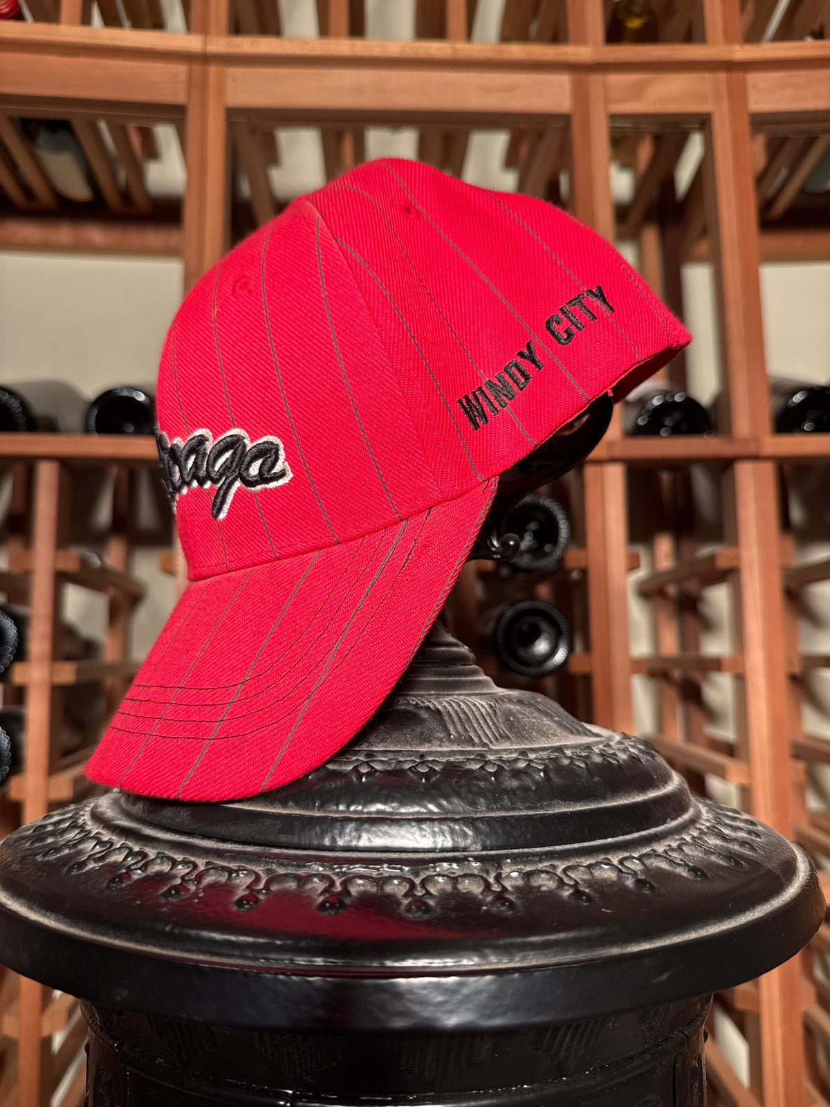 Red Chicago pin stripe Windy City hat