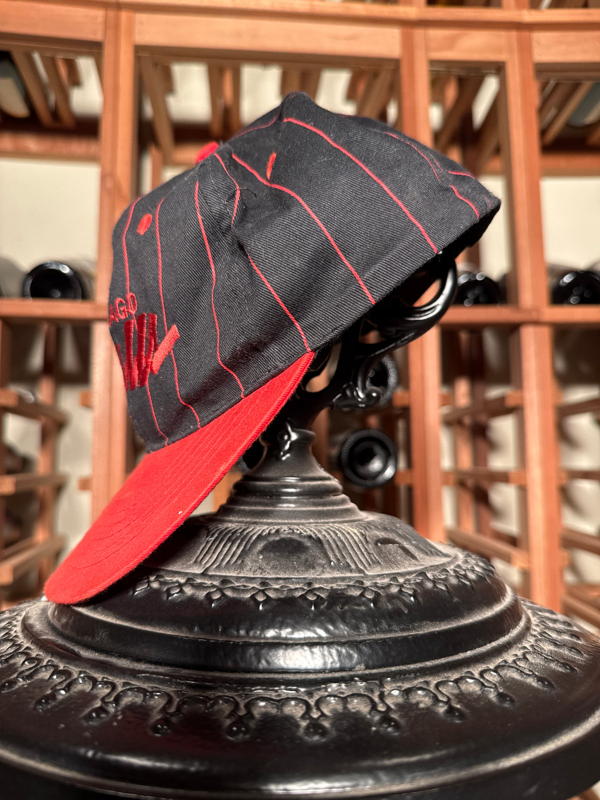 RARE Vintage 90s Chicago Bulls Pinstripe Sports Specialties Script Snapback Hat