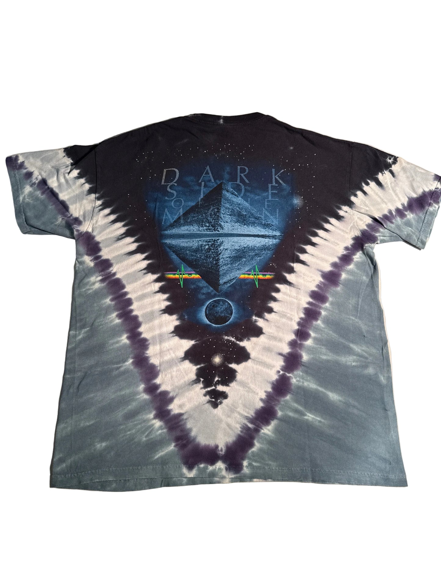 Y2K Liquid Blue Pink Floyd Dark Side of the Moon Double-Sided Tie-Dye Tee