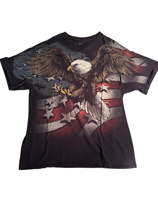 Liquid Blue American Eagle Flag All-Over Print Graphic Tee