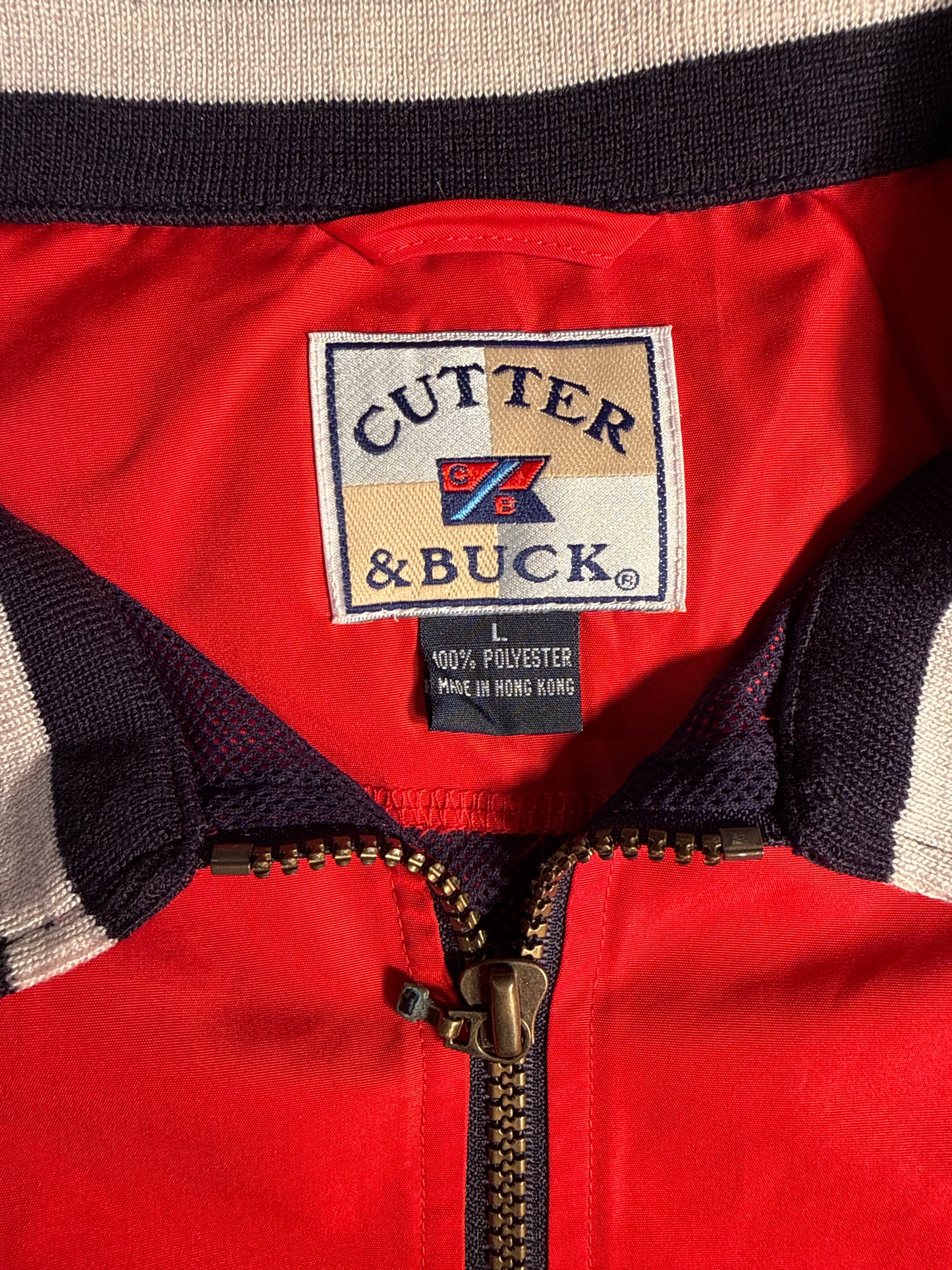 Vintage Cutter & Buck Red Quarter-Zip Pullover Windbreaker Jacket