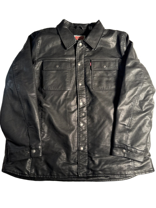 Levi's Faux Leather Sherpa-Lined Trucker Jacket Shirt