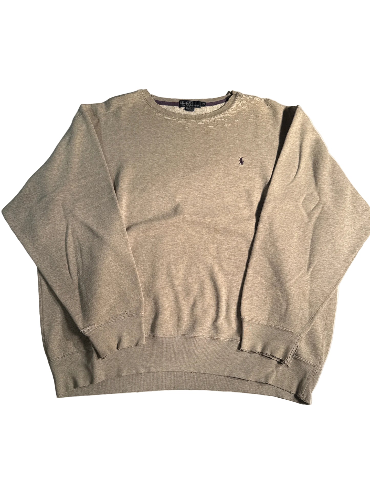 Vintage Polo Ralph Lauren Distressed Gray Crewneck Sweatshirt XXL
