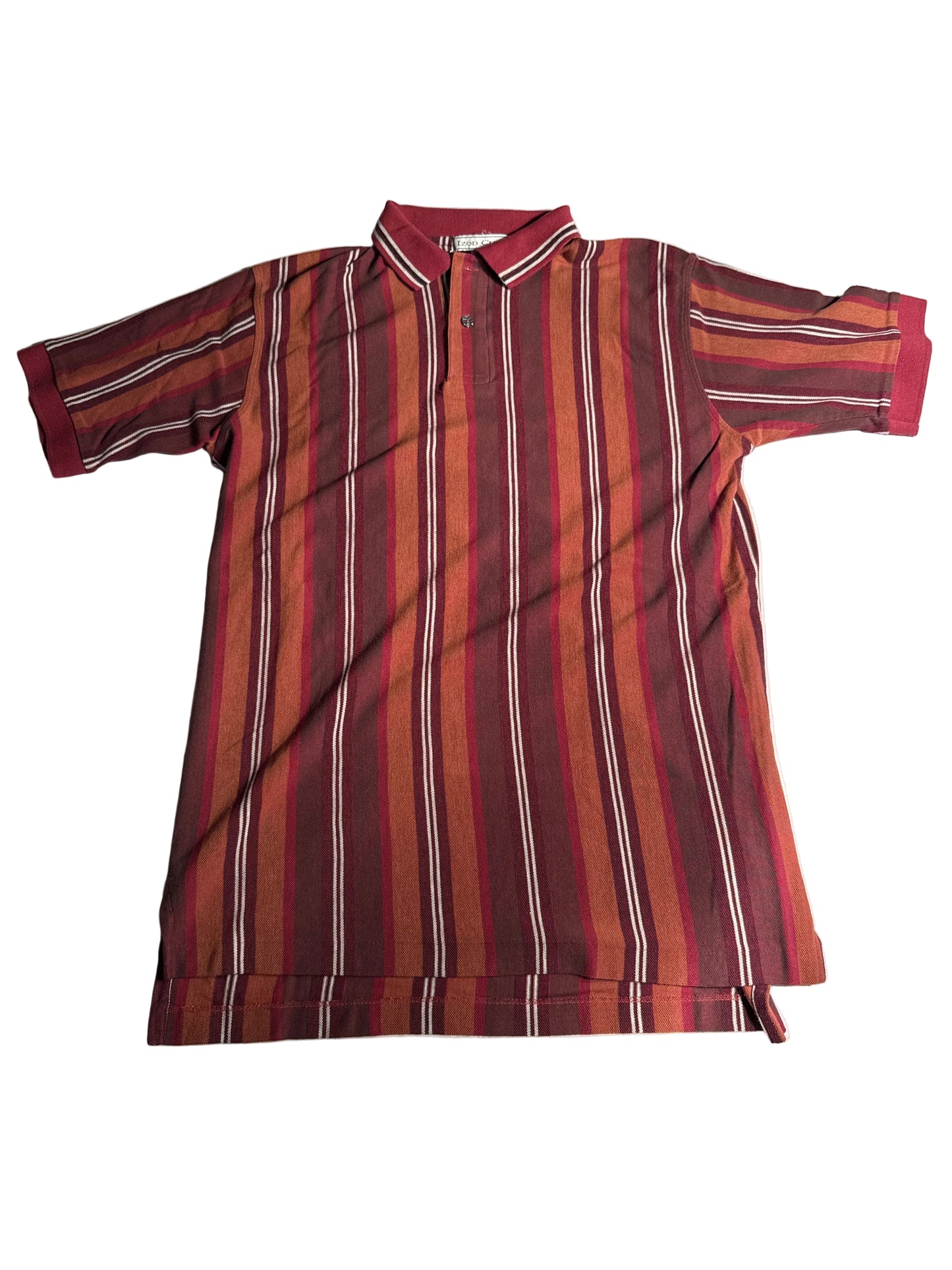 Vintage 90s IZOD Klein Creek Golf Club Red & Orange Striped Polo