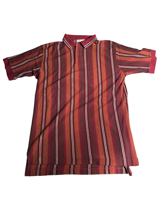 Vintage 90s IZOD Klein Creek Golf Club Red & Orange Striped Polo