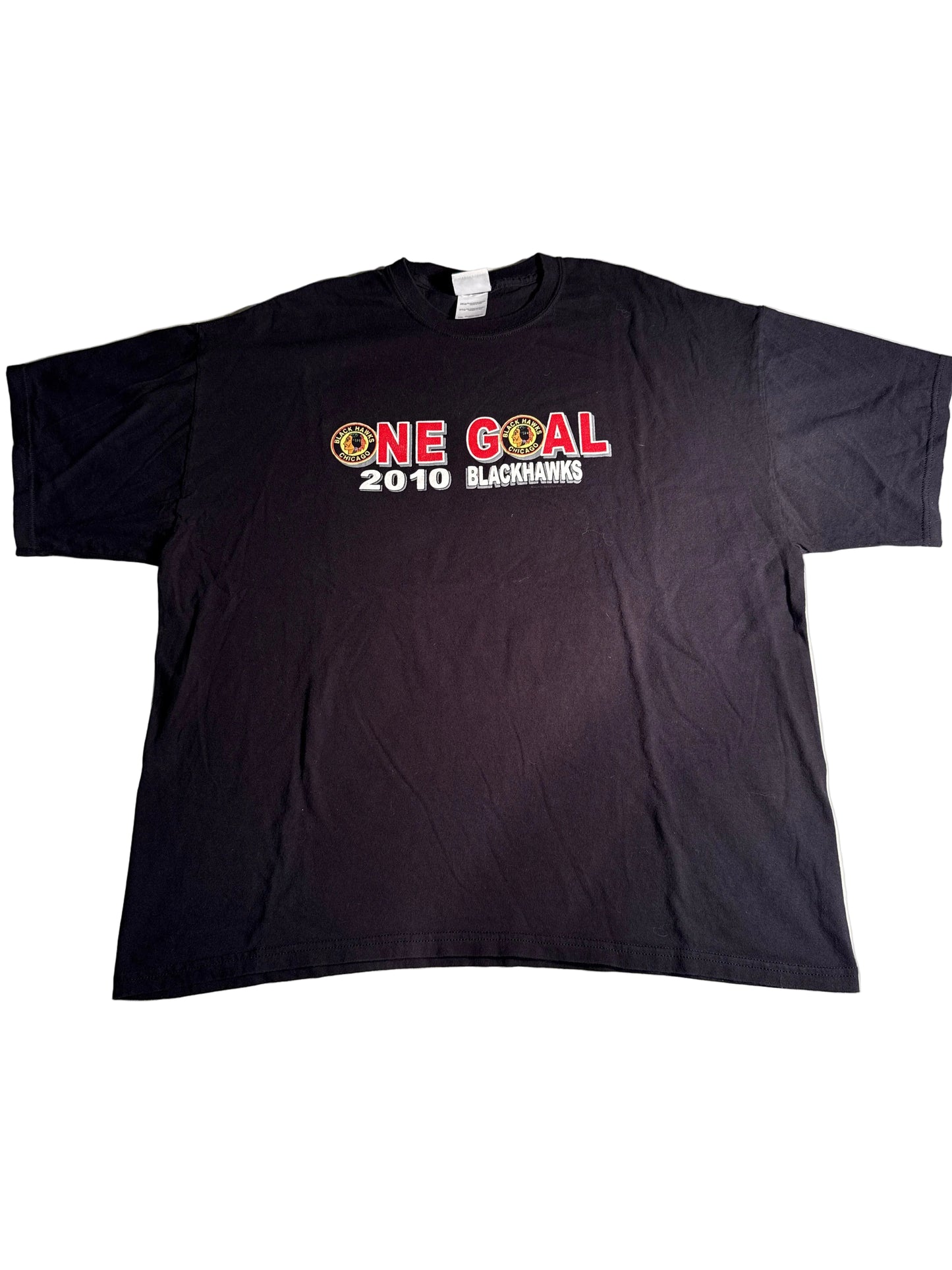 Vtg 2010 Chicago Blackhawks One Goal Stanley Cup Champions T Shirt 2XL Black
