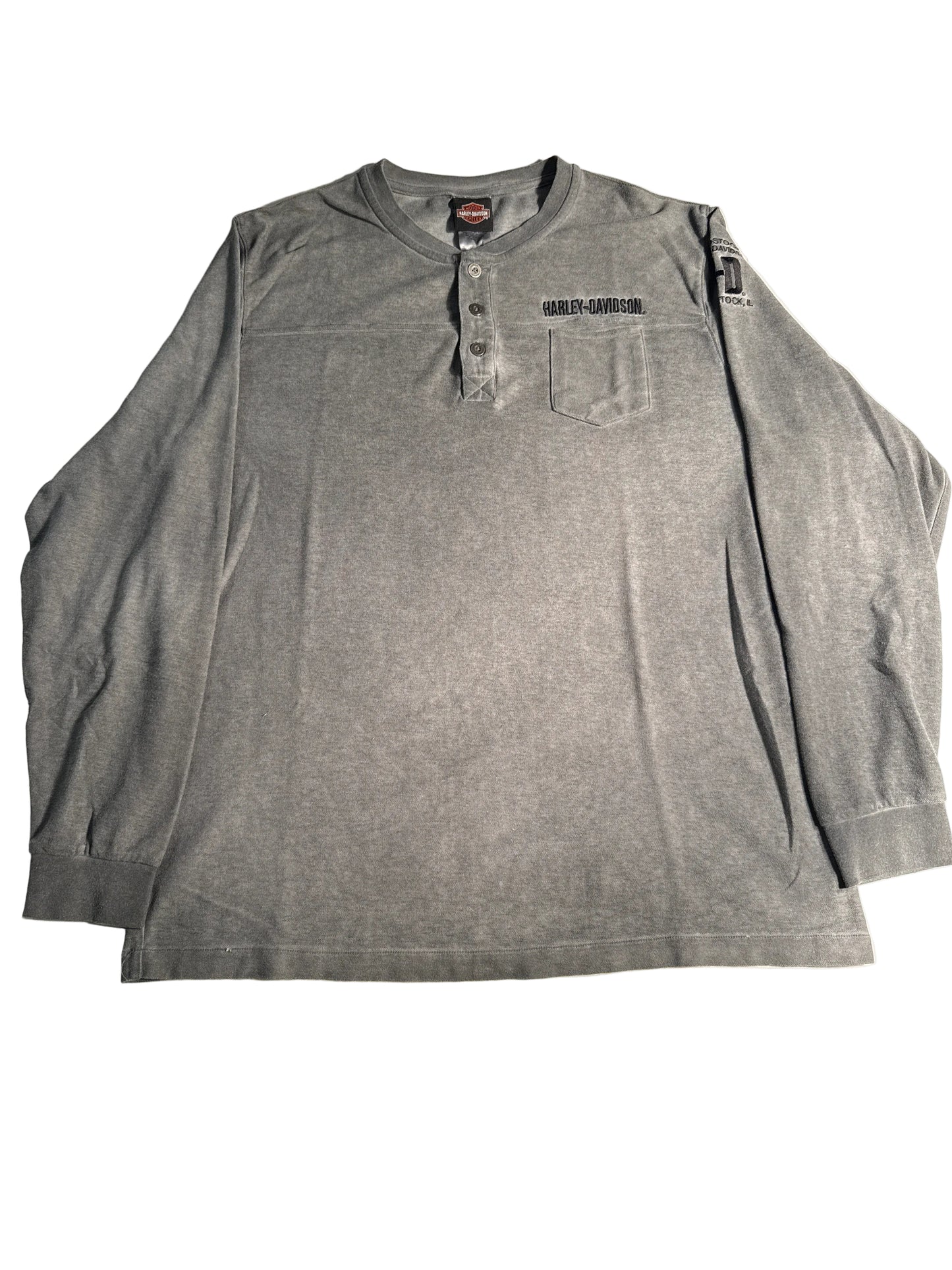 Harley-Davidson H.O.G. Woods OK Gray Long Sleeve Henley
