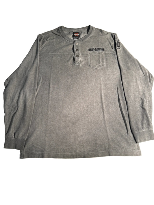 Harley-Davidson H.O.G. Woods OK Gray Long Sleeve Henley