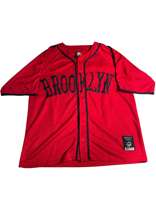 Brooklyn Xpress Men's Red Button-Up Baseball Jersey #70 - Size L