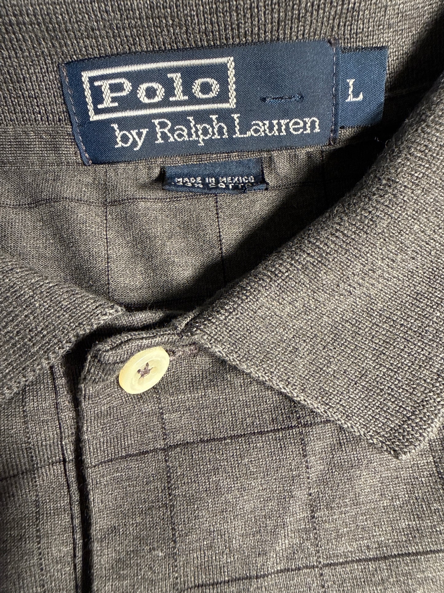 Polo Ralph Lauren Gray Windowpane Long Sleeve Polo