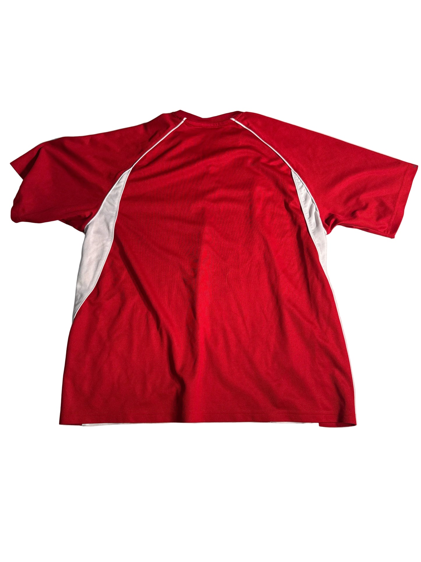 Y2K Adidas ClimaLite Red & White V-Neck Soccer Jersey