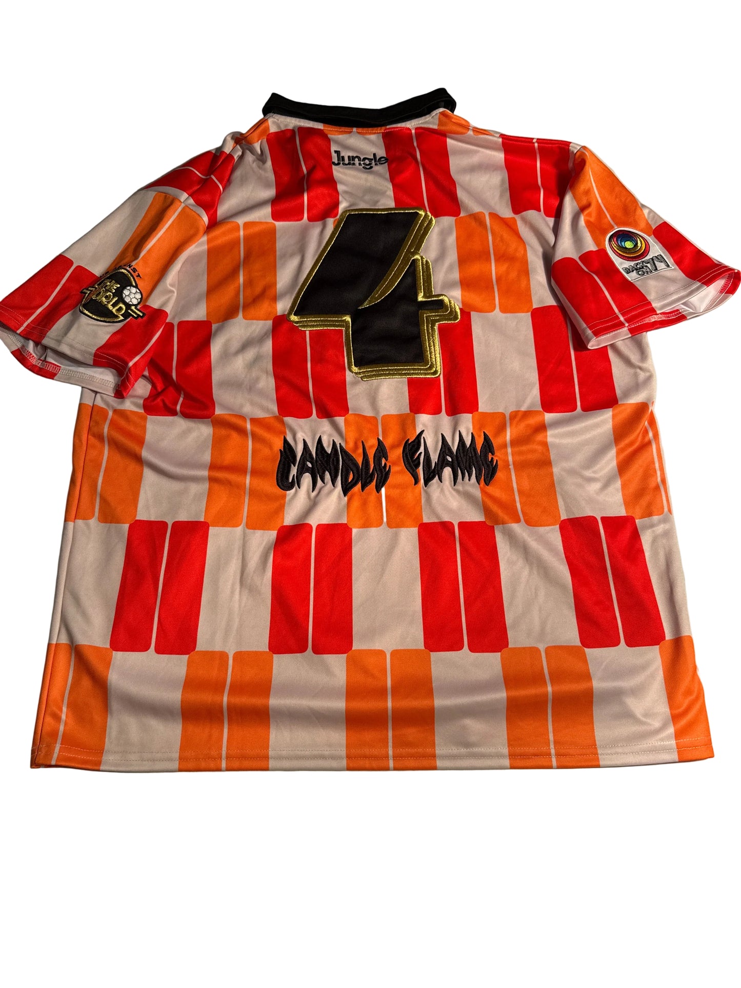 Vintage Style Jungle Volcano Orange Block Pattern Football Shirt Soccer Jersey