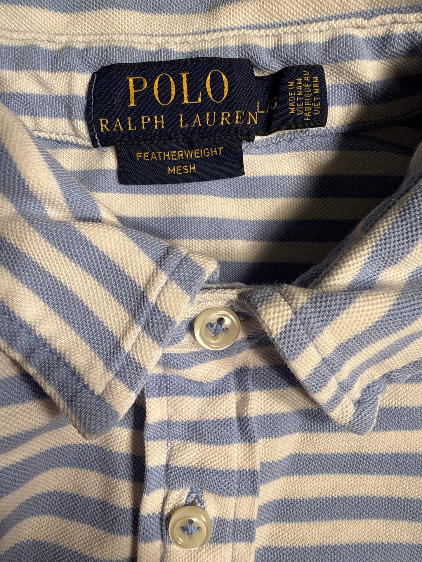 Polo Ralph Lauren Blue & White Striped Performance Polo