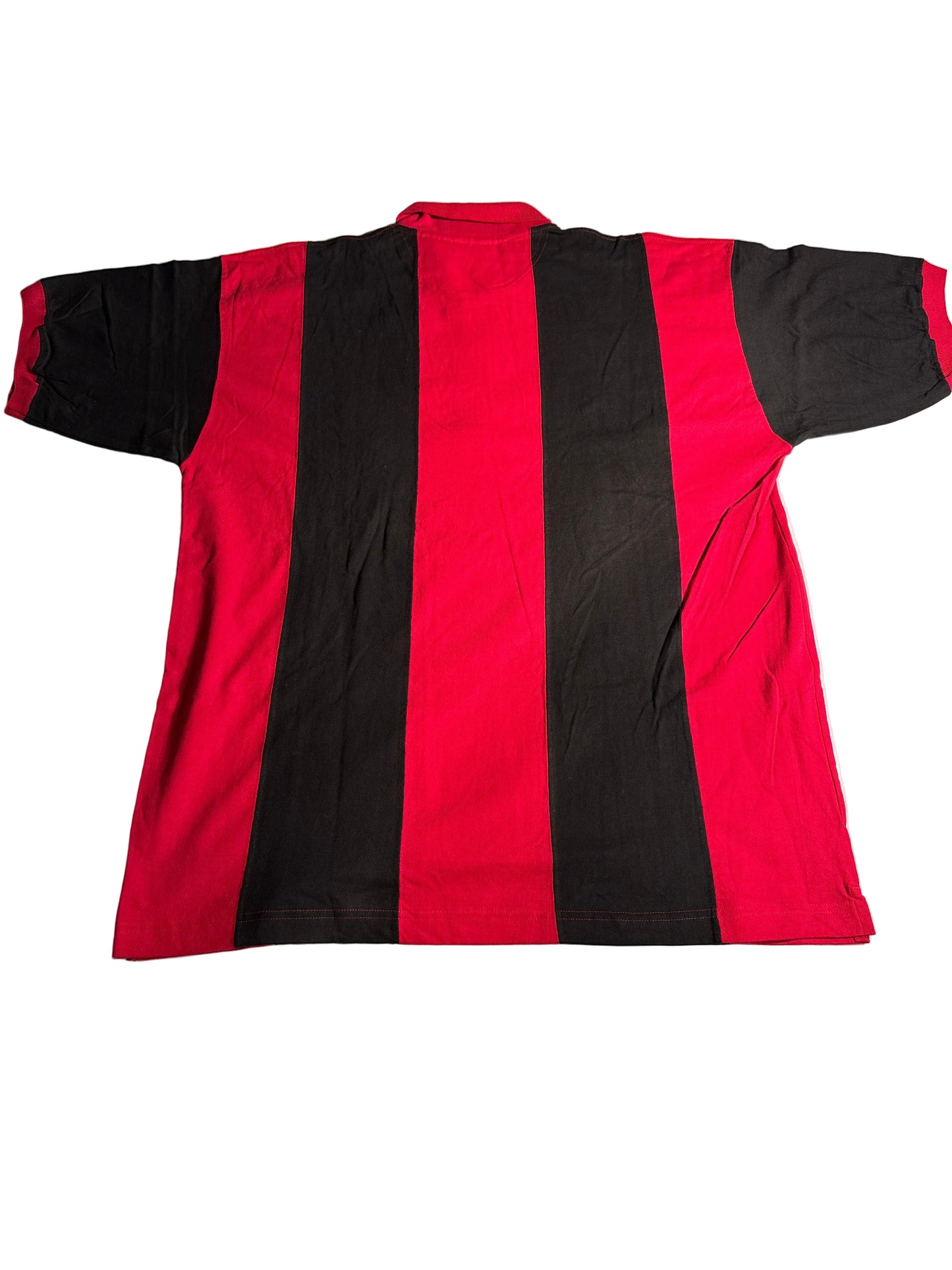 Vintage 1998 Pro Edge Chicago Bulls NBA Red & Black Block-Striped Polo Shirt (New With Tag)
