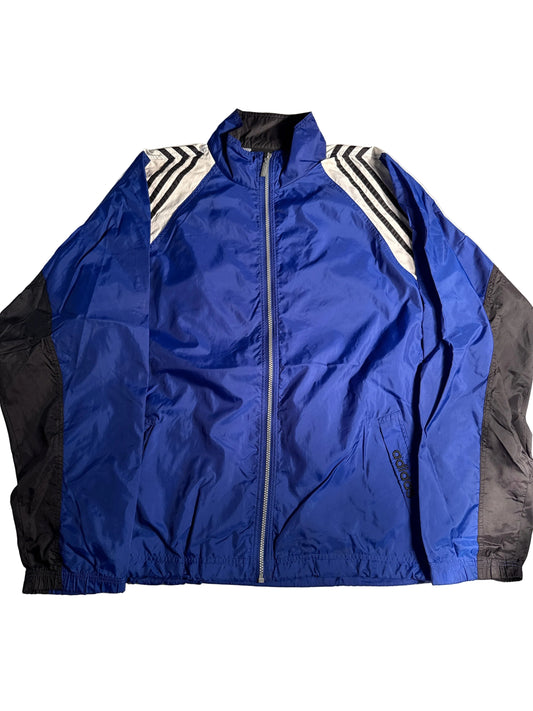 90s Adidas 3-Stripe Shoulder Accent Windbreaker Jacket Blue