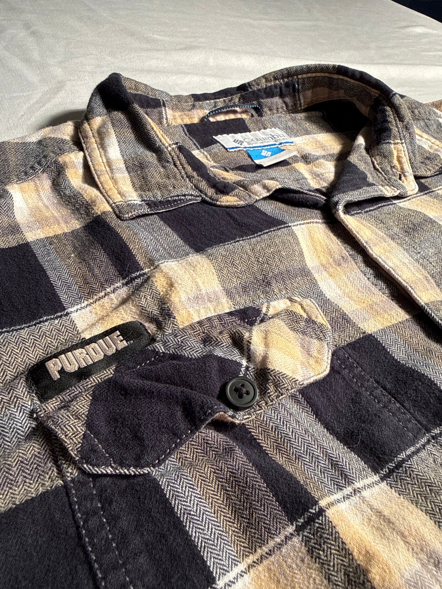 Columbia Purdue Boilermakers Plaid Flannel Button Down